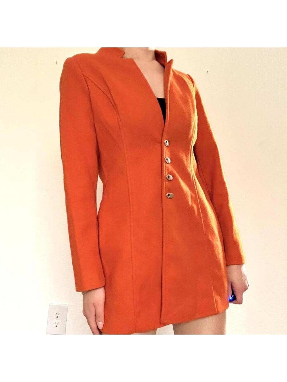 Bright Orange Structured Pea Coat